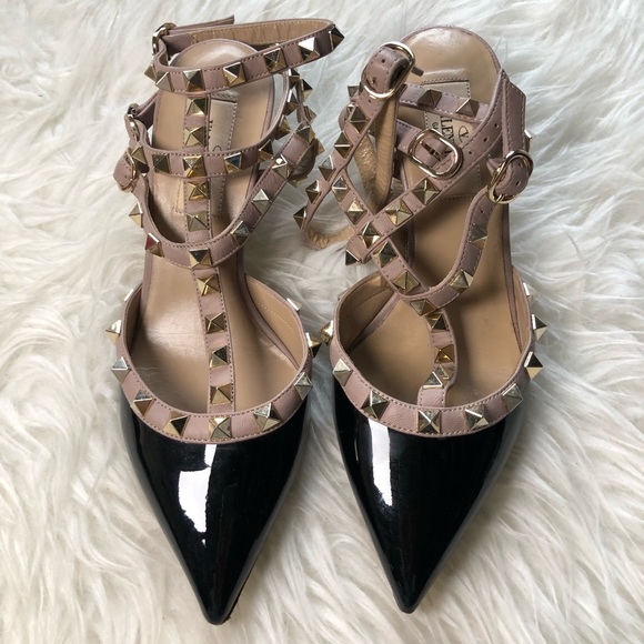 Valentino Rockstud kitten slingback patent 35